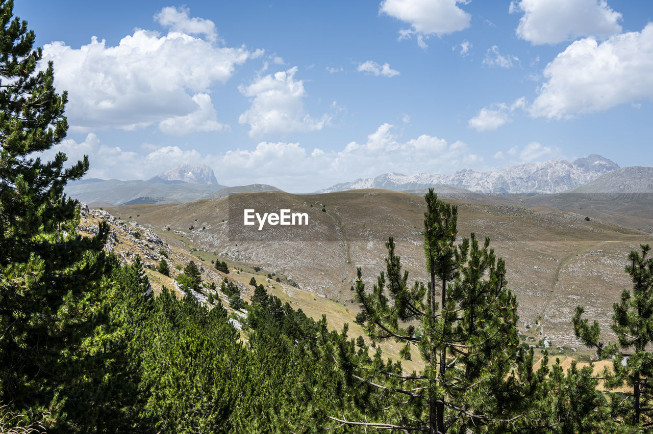 Panoramic view from rocca calascio on campo imperatore and the gran sasso massif