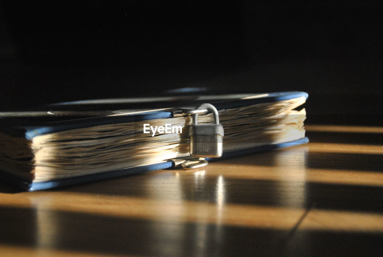 Close-up of book on table 