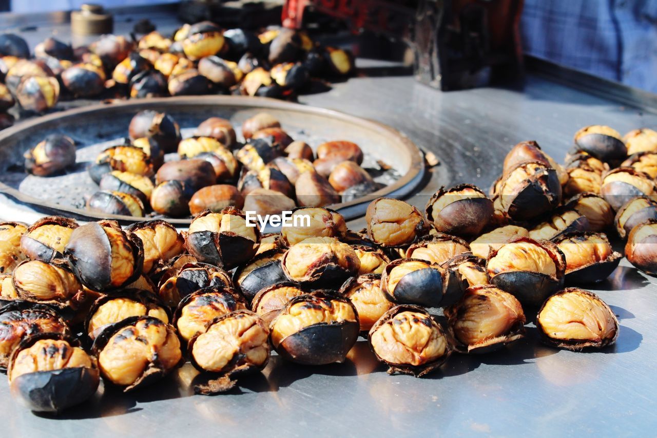 High angle view of food on table