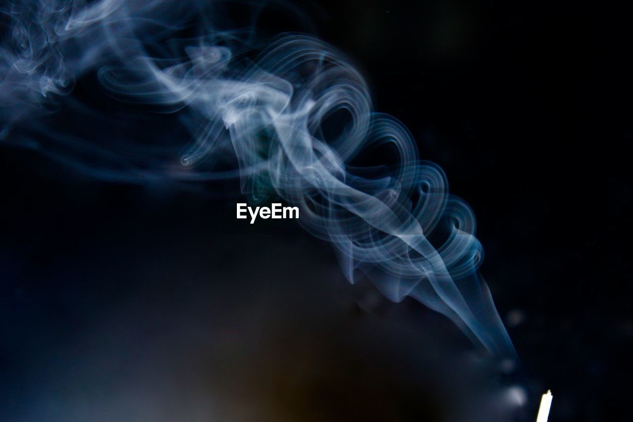 Close-up of smoke in darkroom