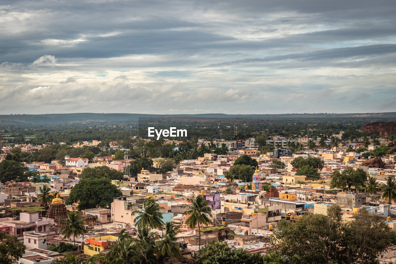 City from mountain top at day