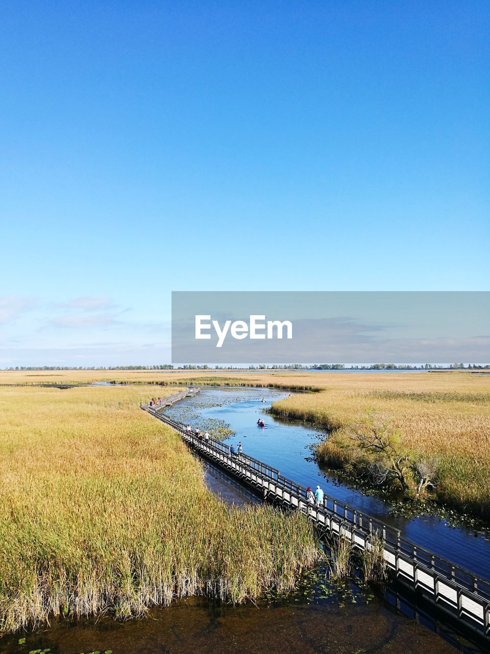 SCENIC VIEW OF LAKE AGAINST BLUE SKY