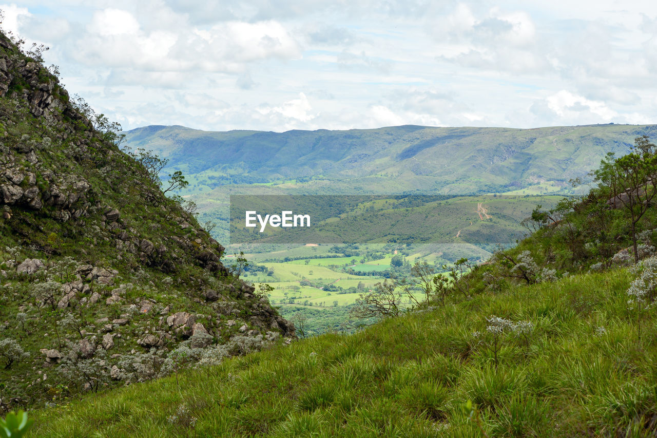 Scenic view of mountains against sky