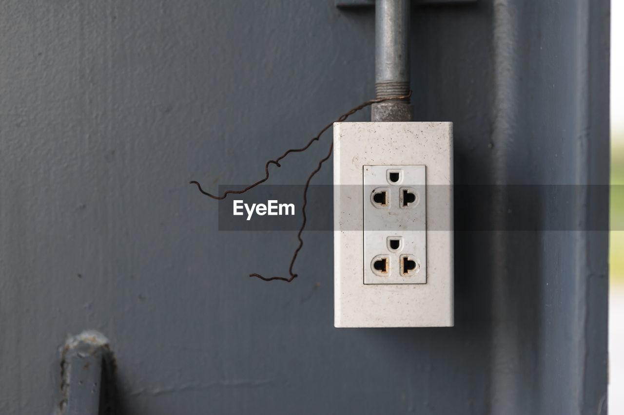 Close-up of electronic socket booth