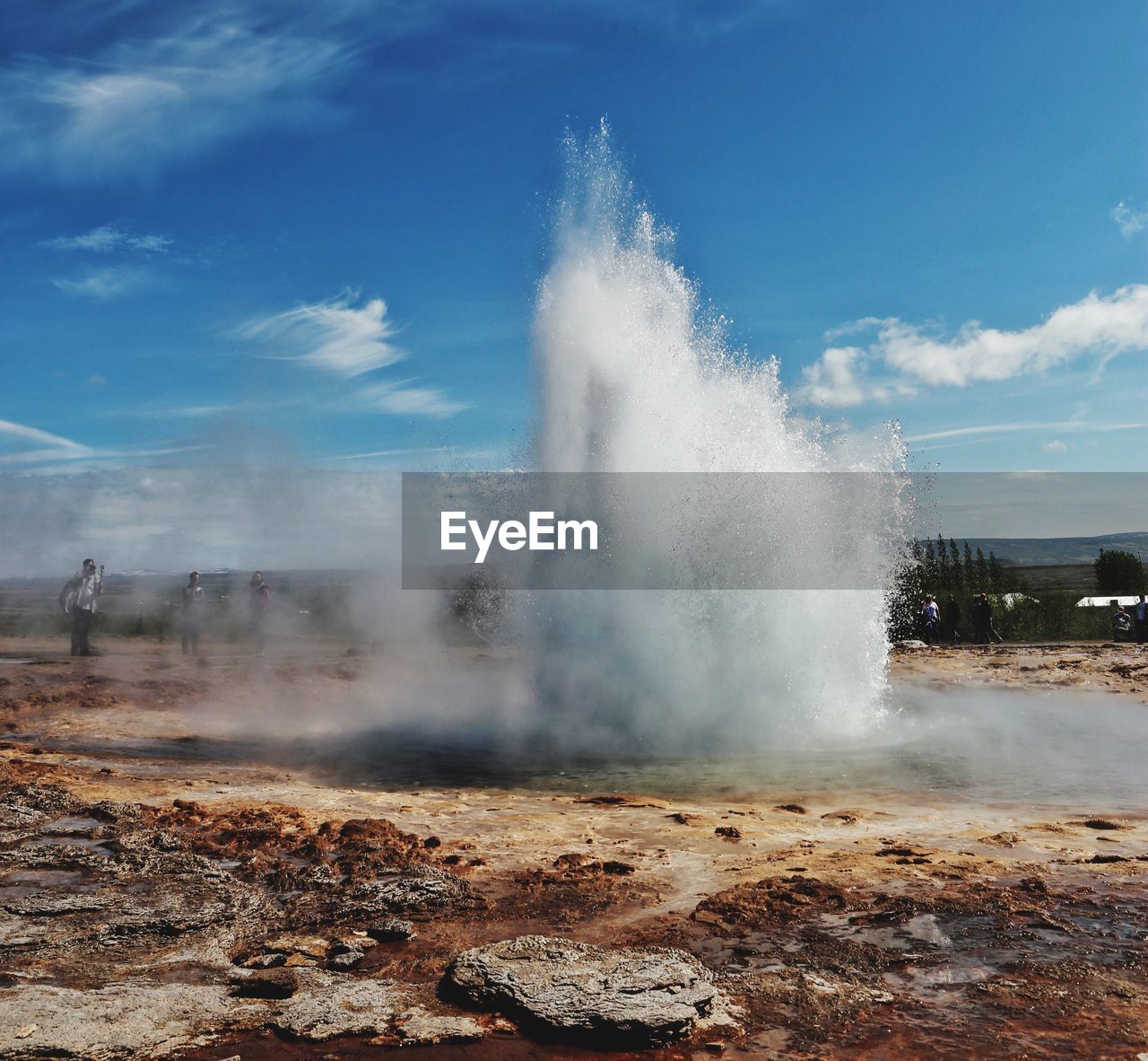 View of geyser against sky