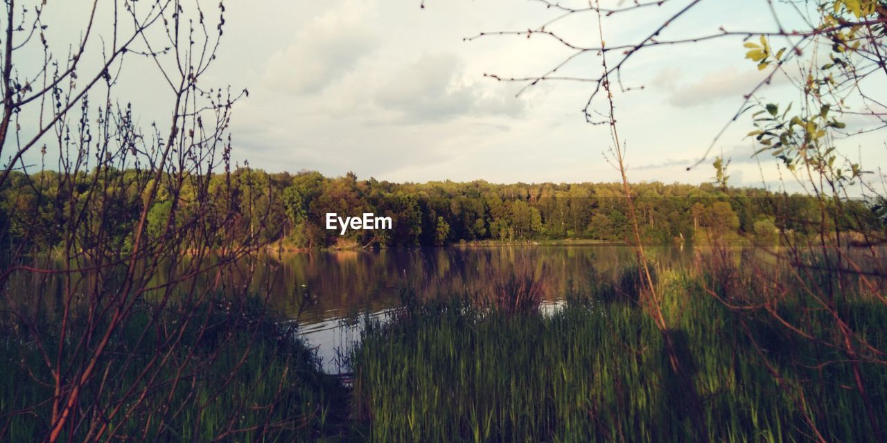 Scenic view of lake against sky