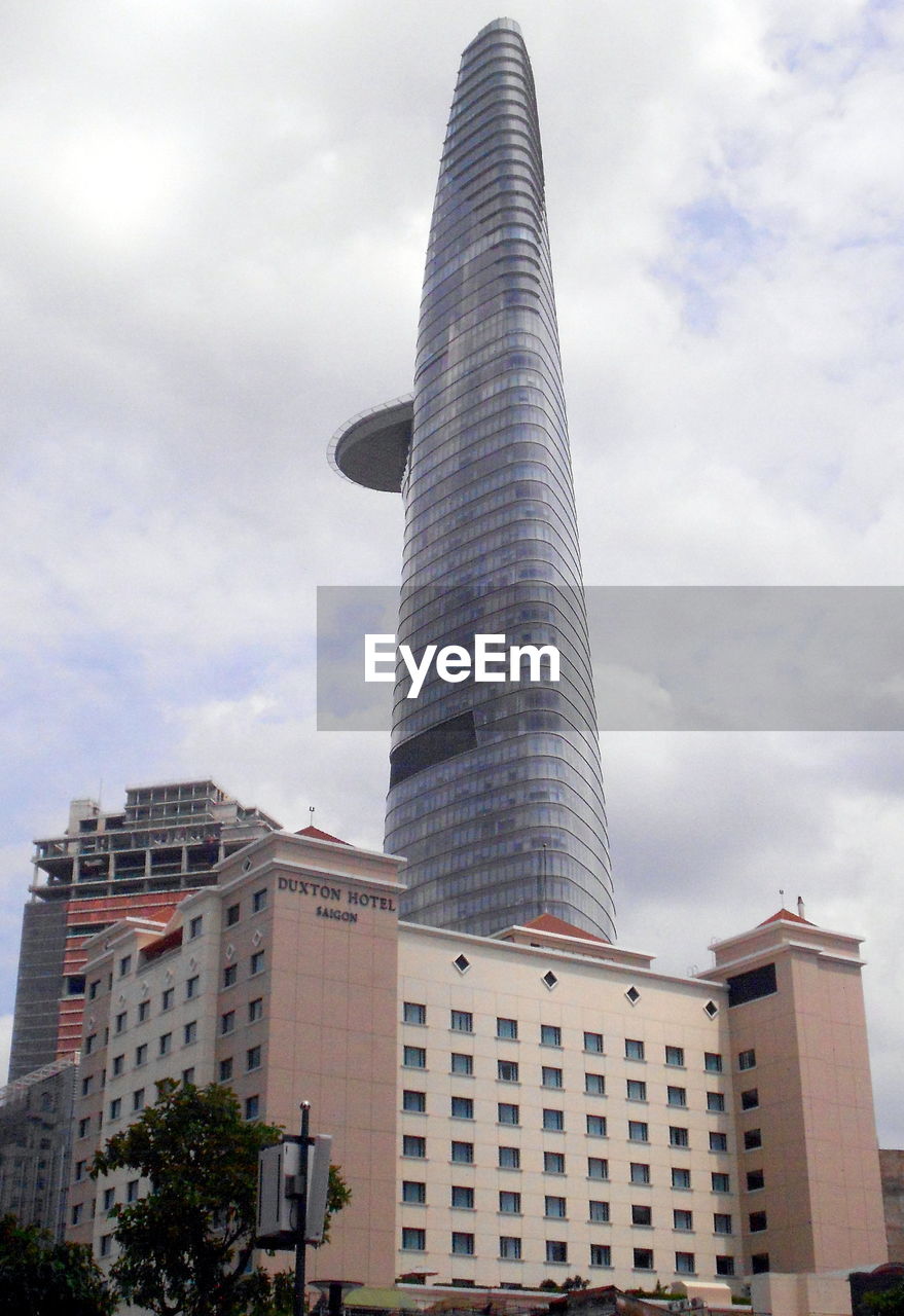 Low angle view of skyscrapers against sky