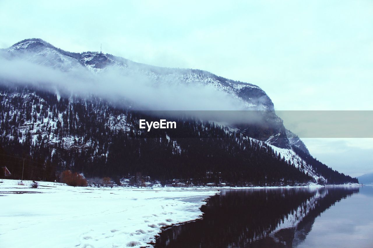 Scenic view of frozen lake against sky