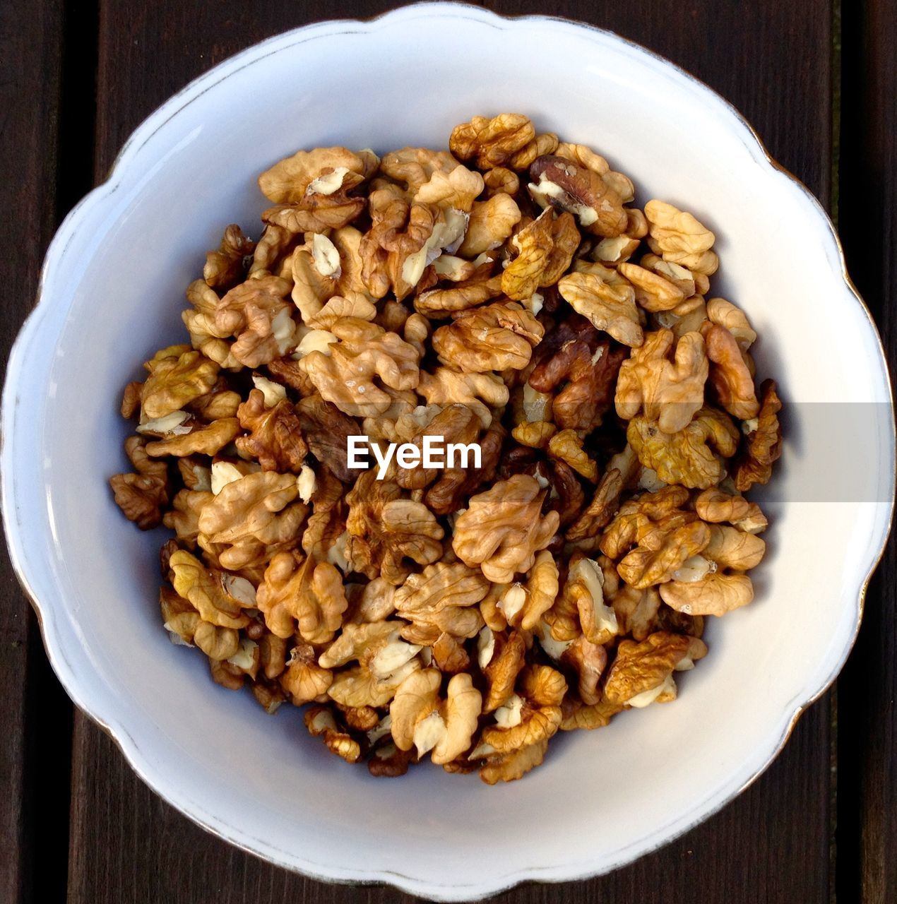 Directly above shot of walnuts served in plate