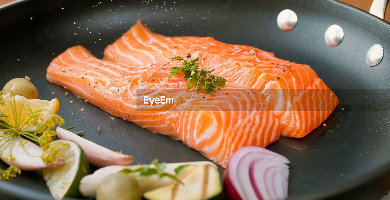 high angle view of food in plate