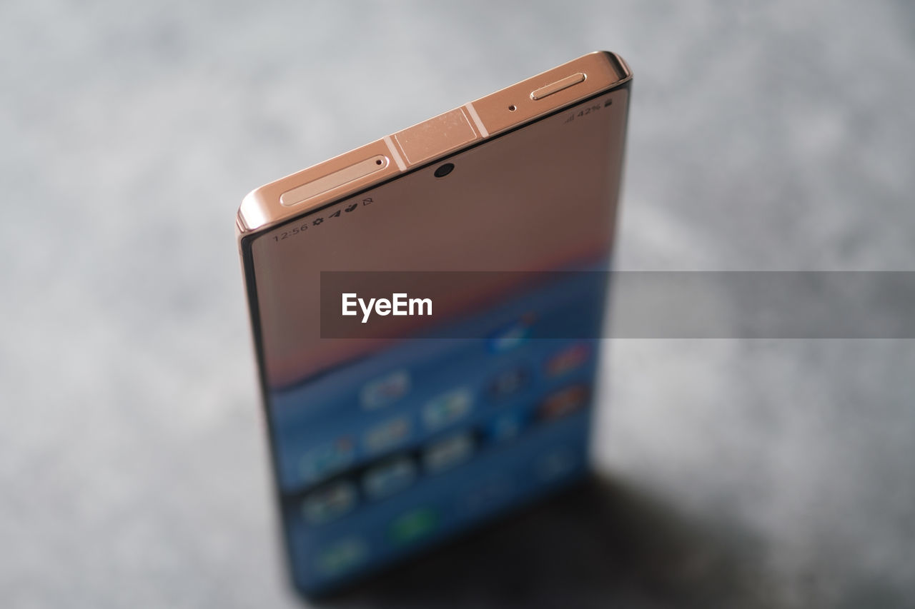 high angle view of mobile phone