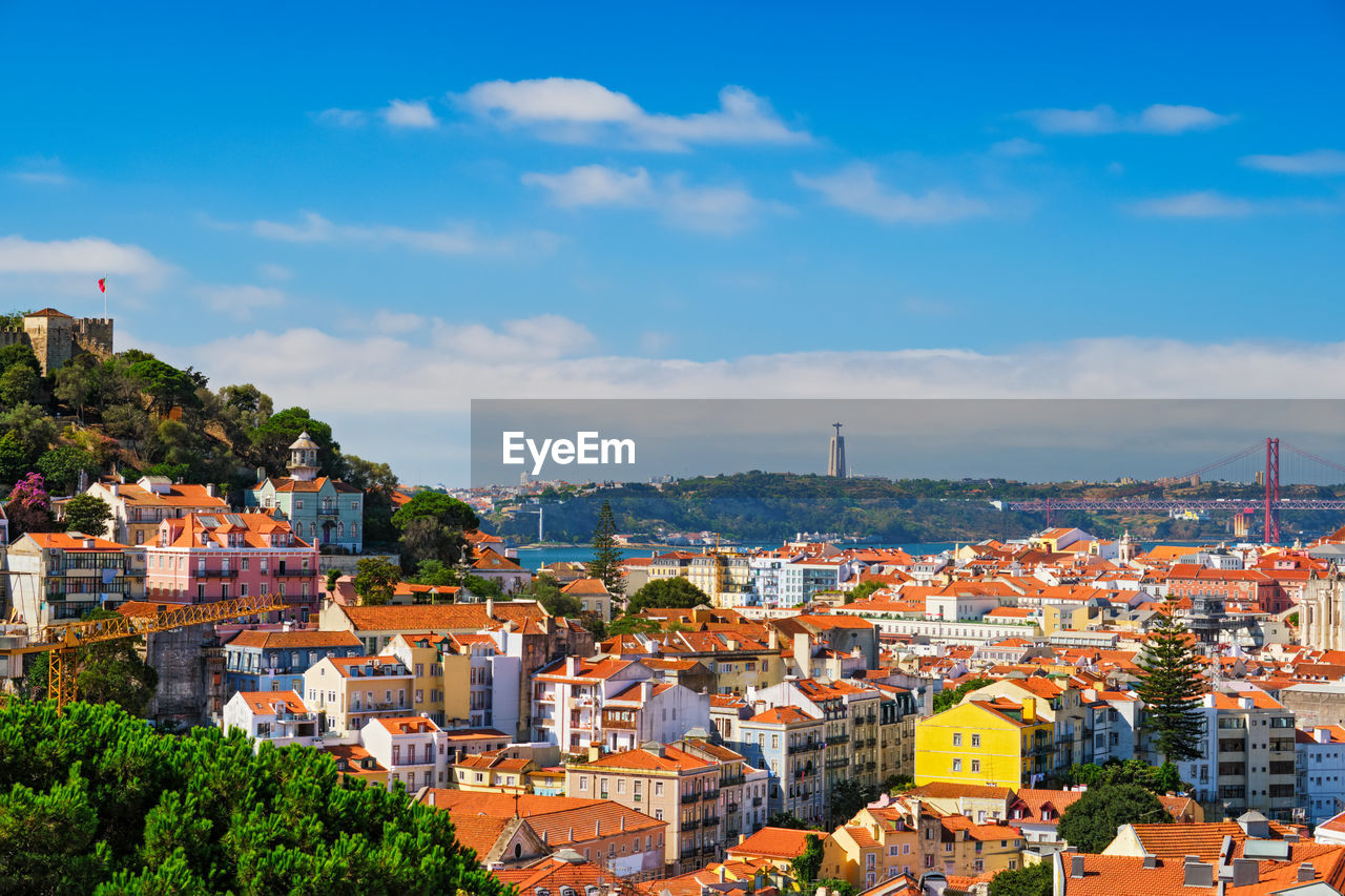 high angle view of cityscape against sky