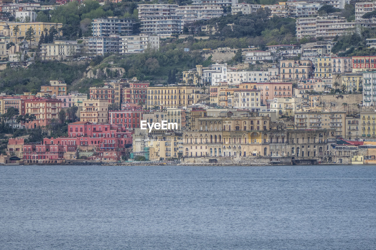 Landscape of posillipo with many colored houses