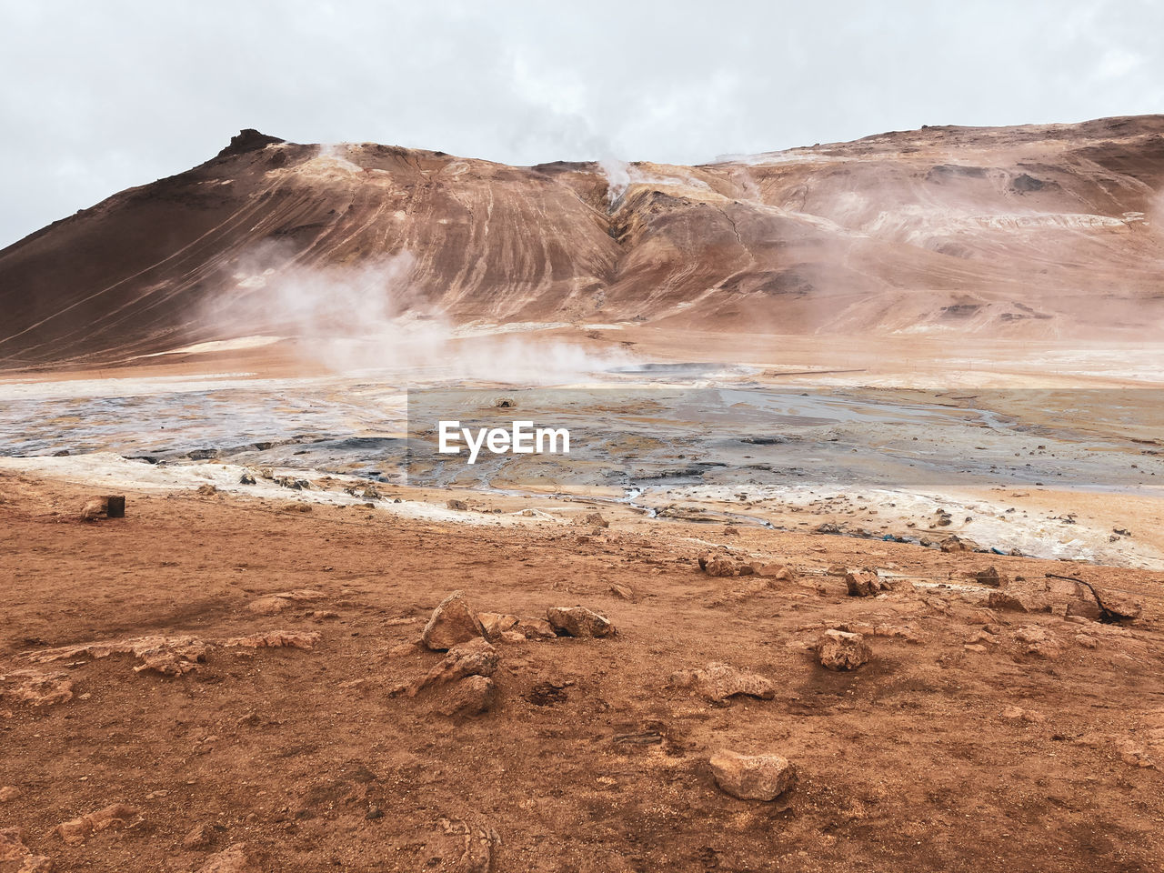 The impressive steaming geothermal fields of hverir in iceland