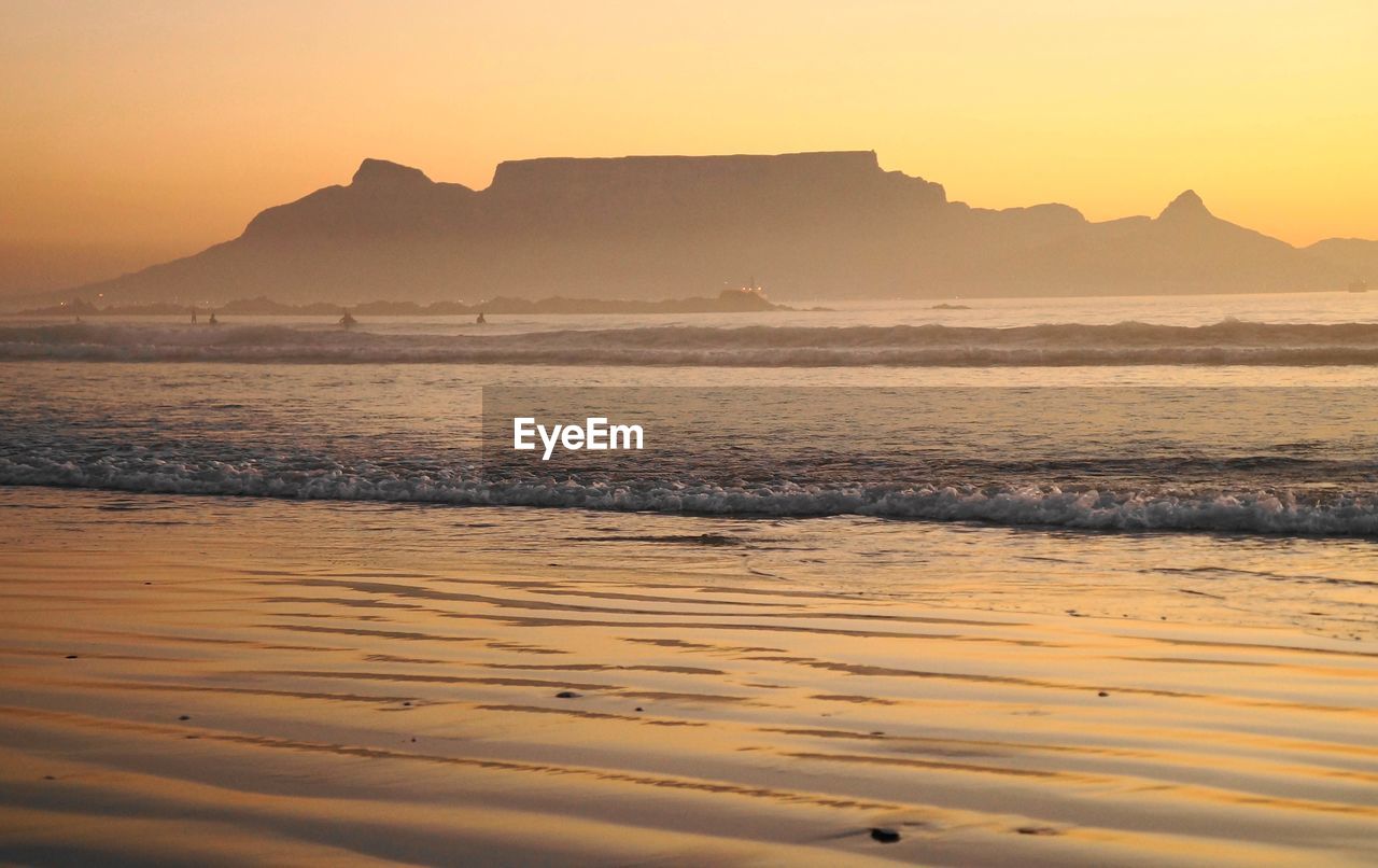 Scenic view of sea at sunset