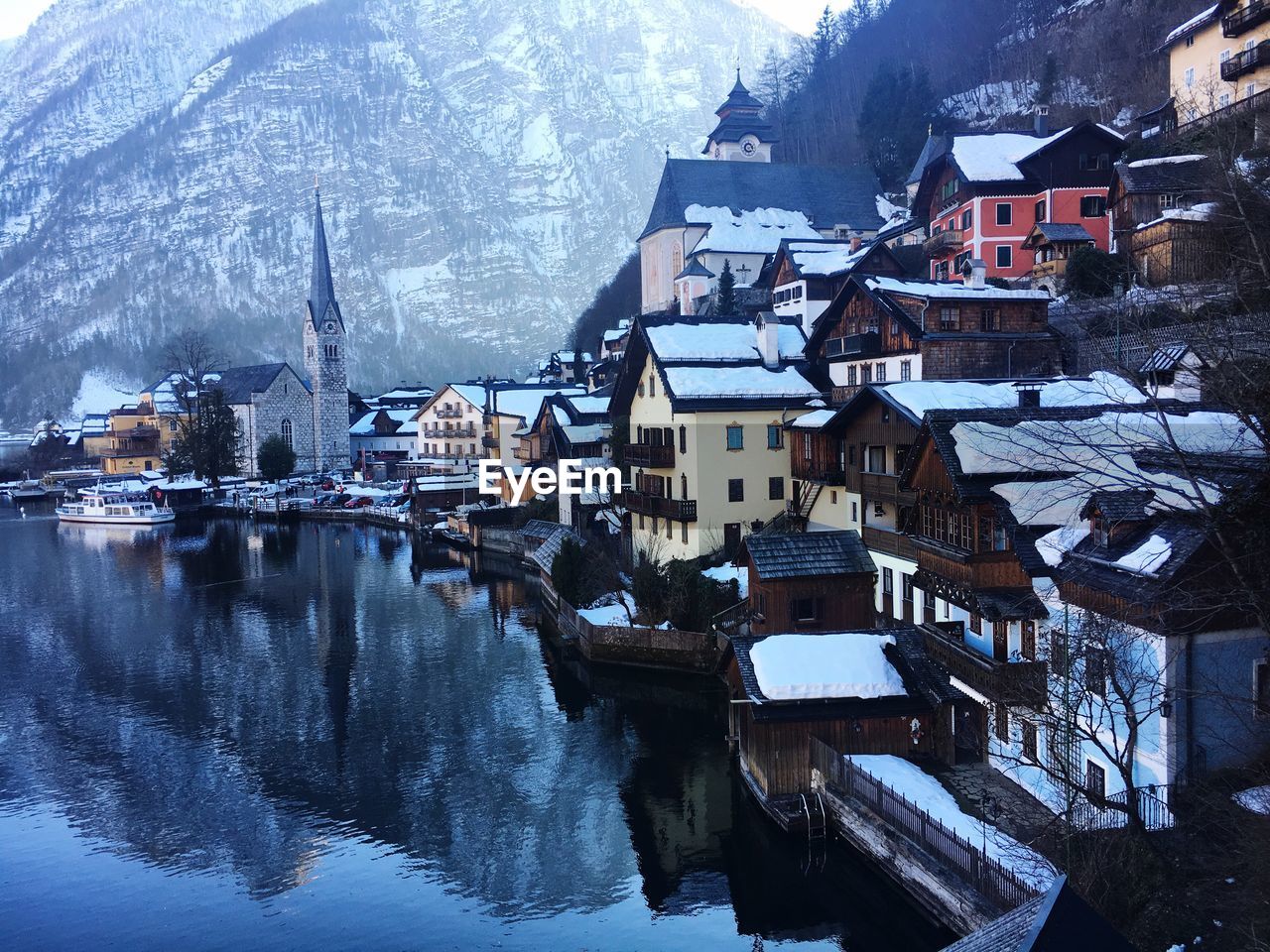 Houses in town during winter