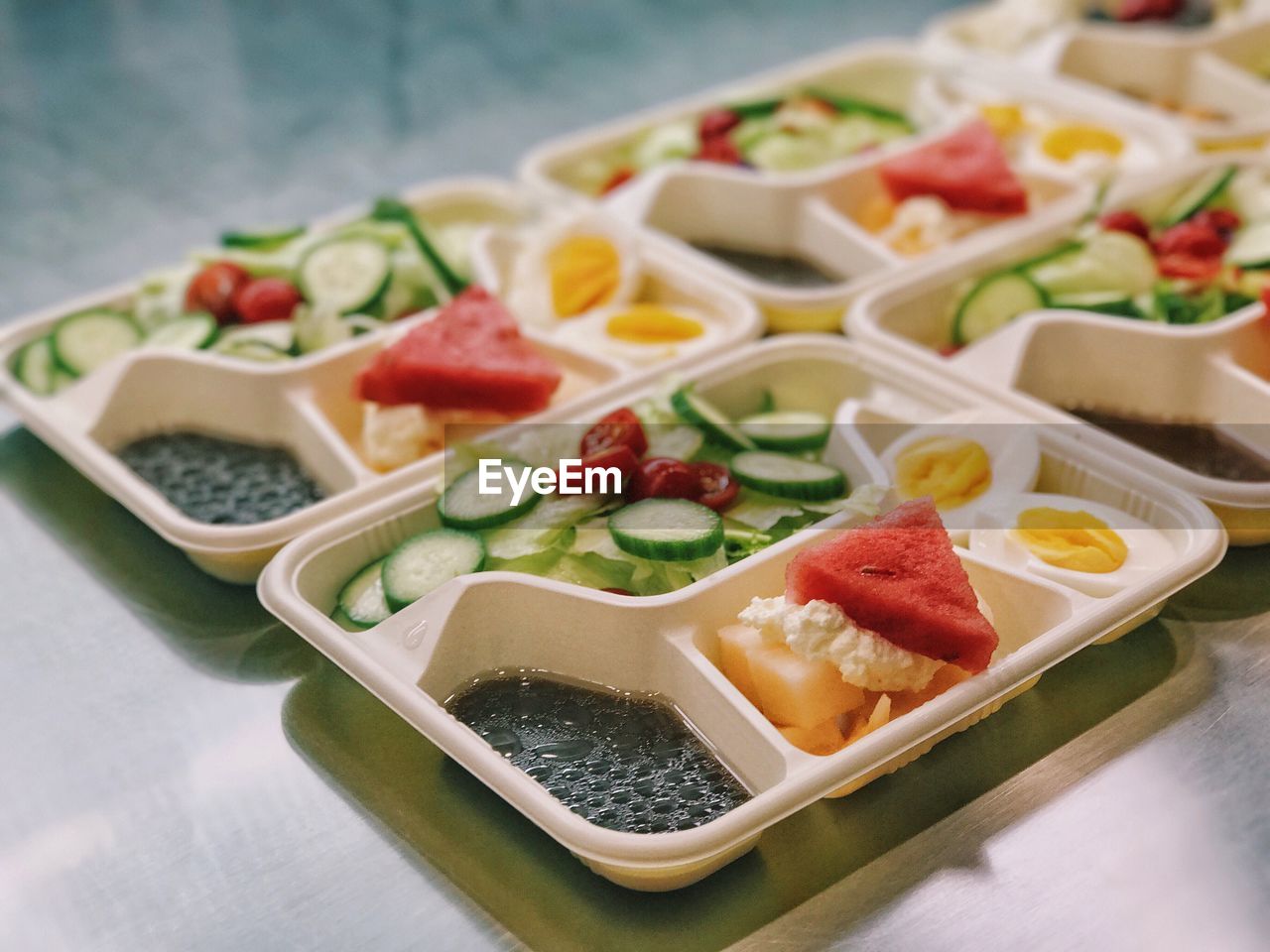 High angle view of food on table