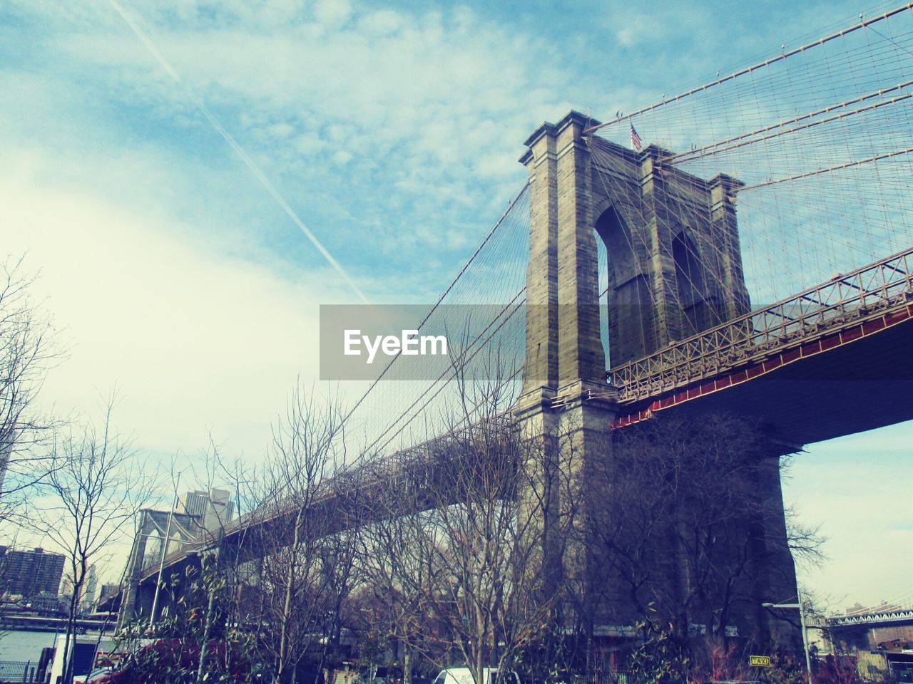 Low angle view of brooklyn bridge