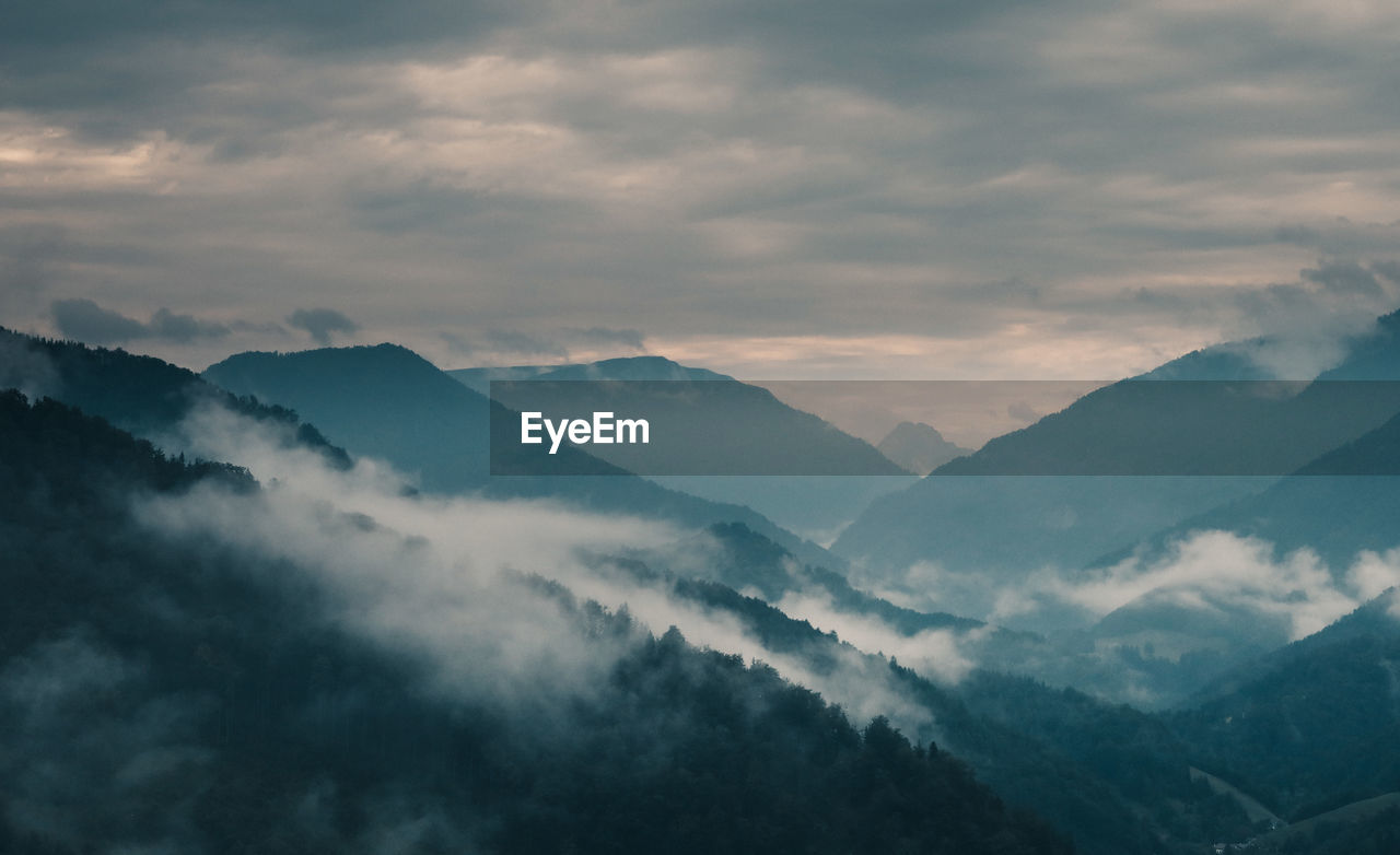 Scenic view of mountains against sky