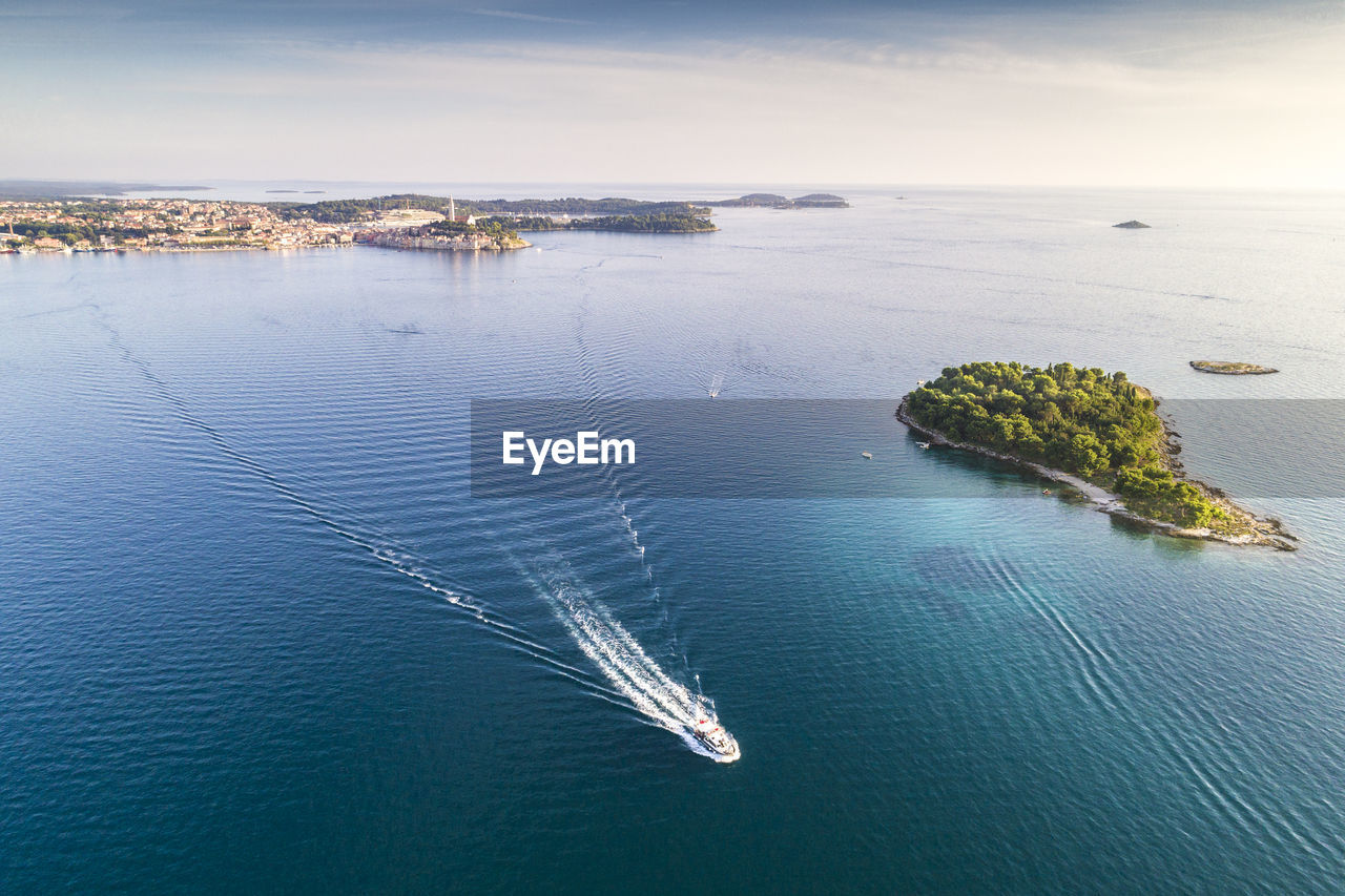 Aerial view of sea against sky