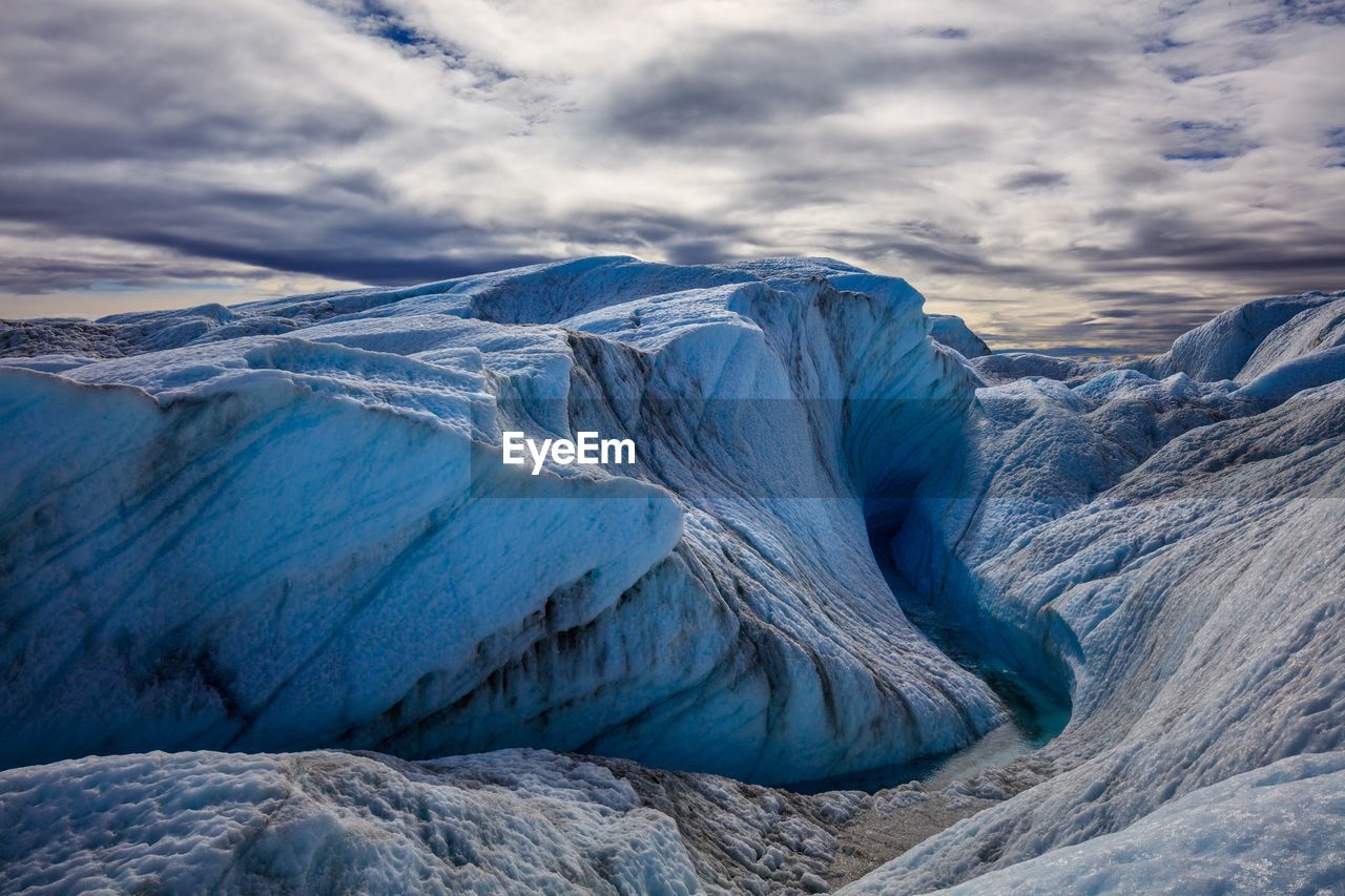 Scenic view of snowcapped mountain against sky