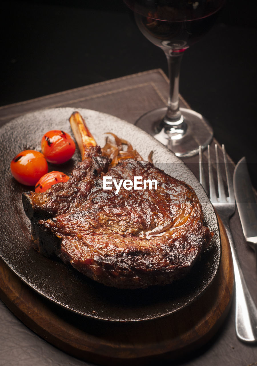 Close-up of meat in plate 