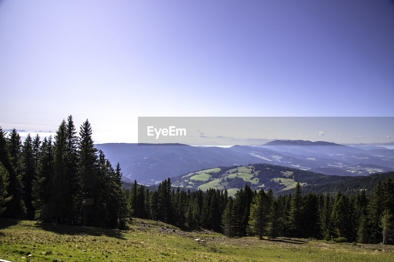 Scenic view of mountains against clear sky