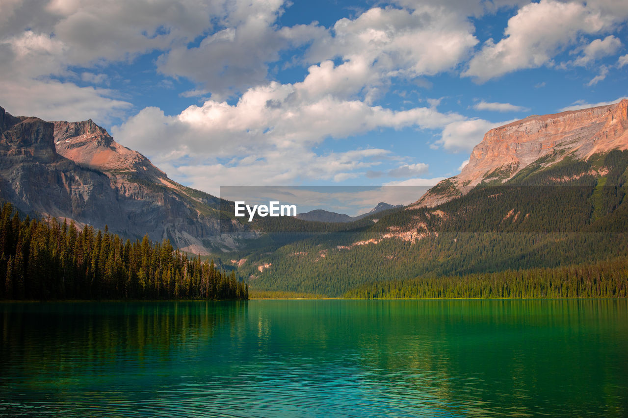 Evening at emerald lake in august	