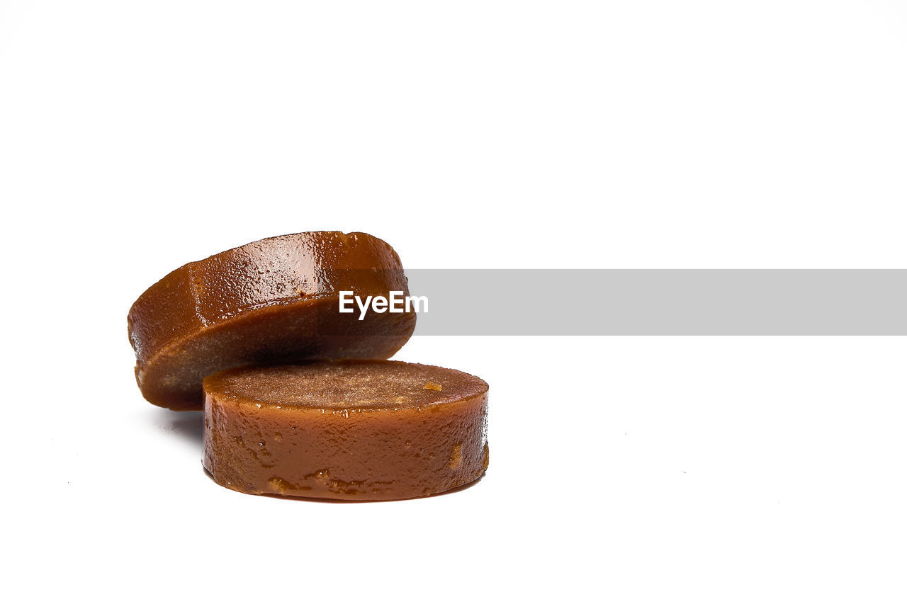 Close-up of sweet food against white background