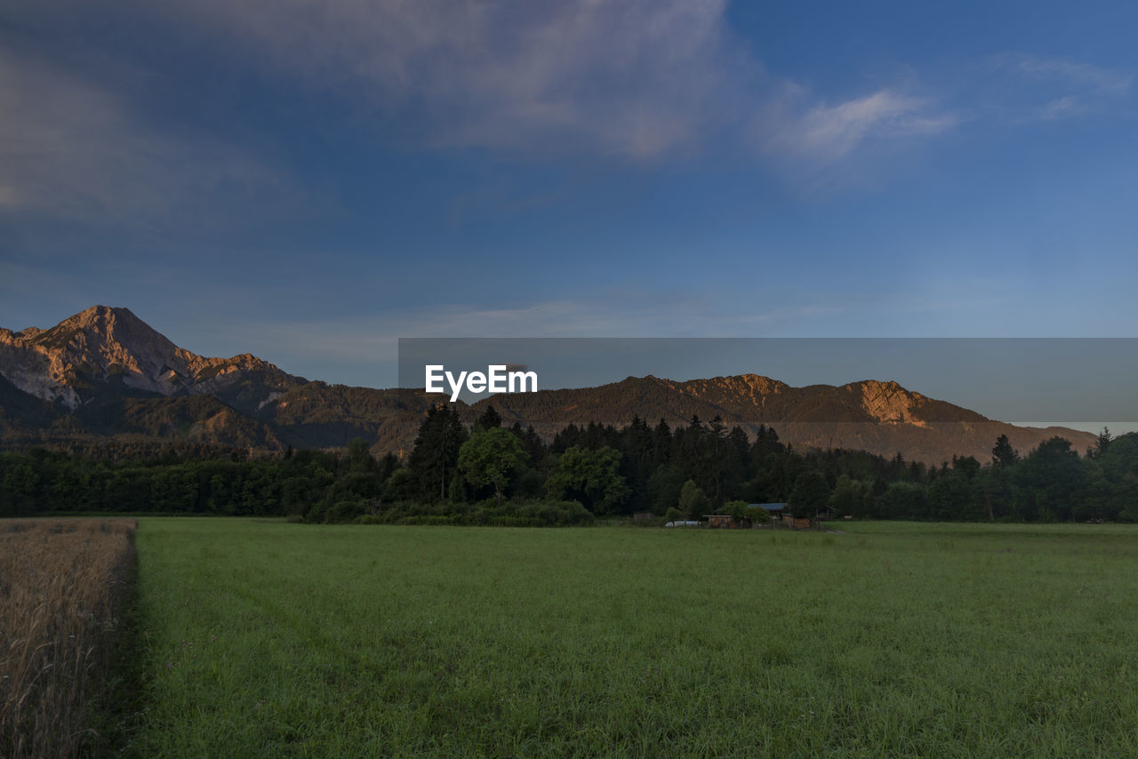 SCENIC VIEW OF LANDSCAPE AND MOUNTAINS AGAINST SKY