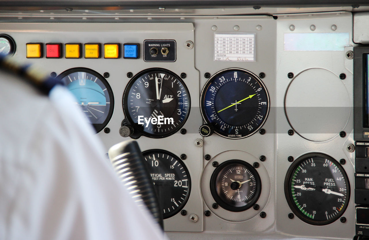 Gauges in cockpit