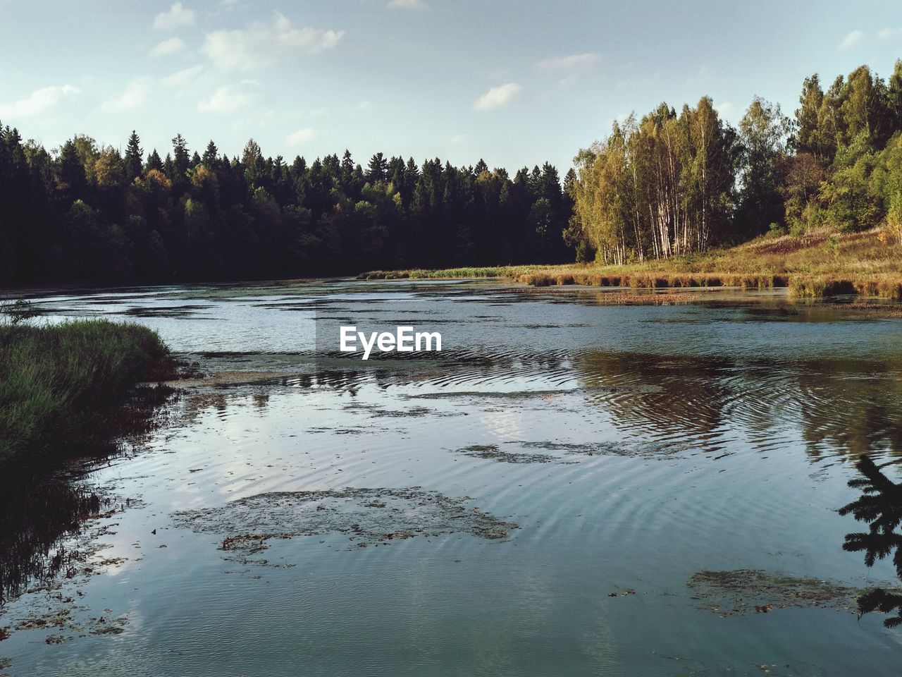 Scenic view of lake against sky