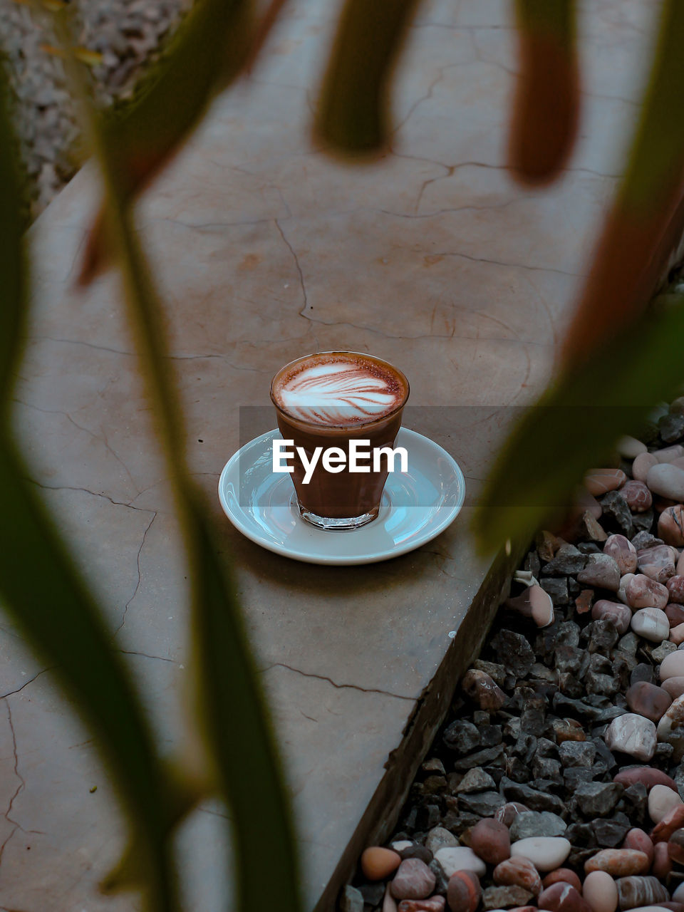 High angle view of coffee on table