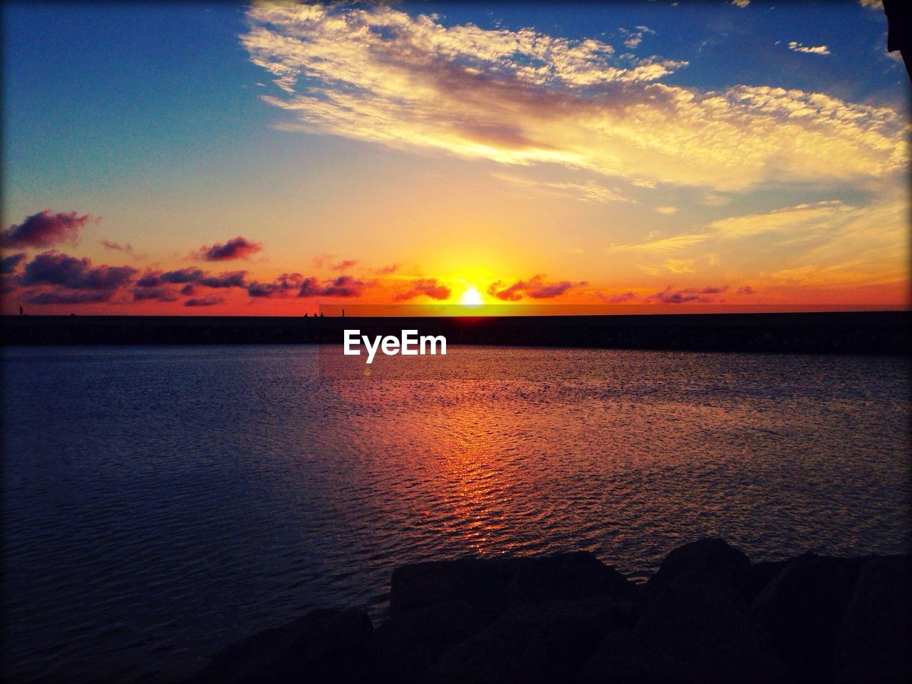 Scenic view of sea against sky during sunset