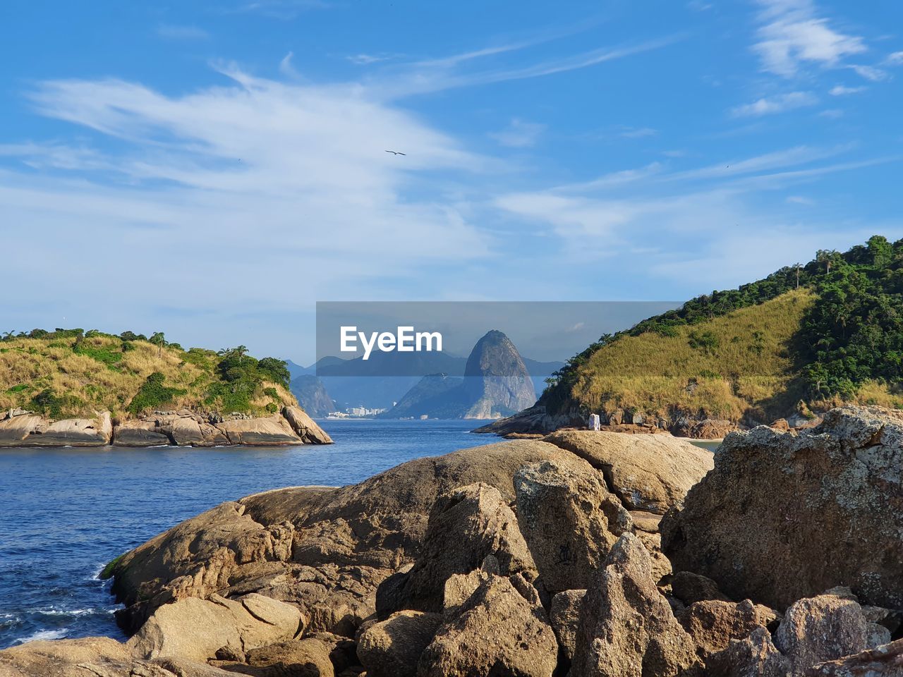 SCENIC VIEW OF SEA AND ROCK FORMATION AGAINST SKY