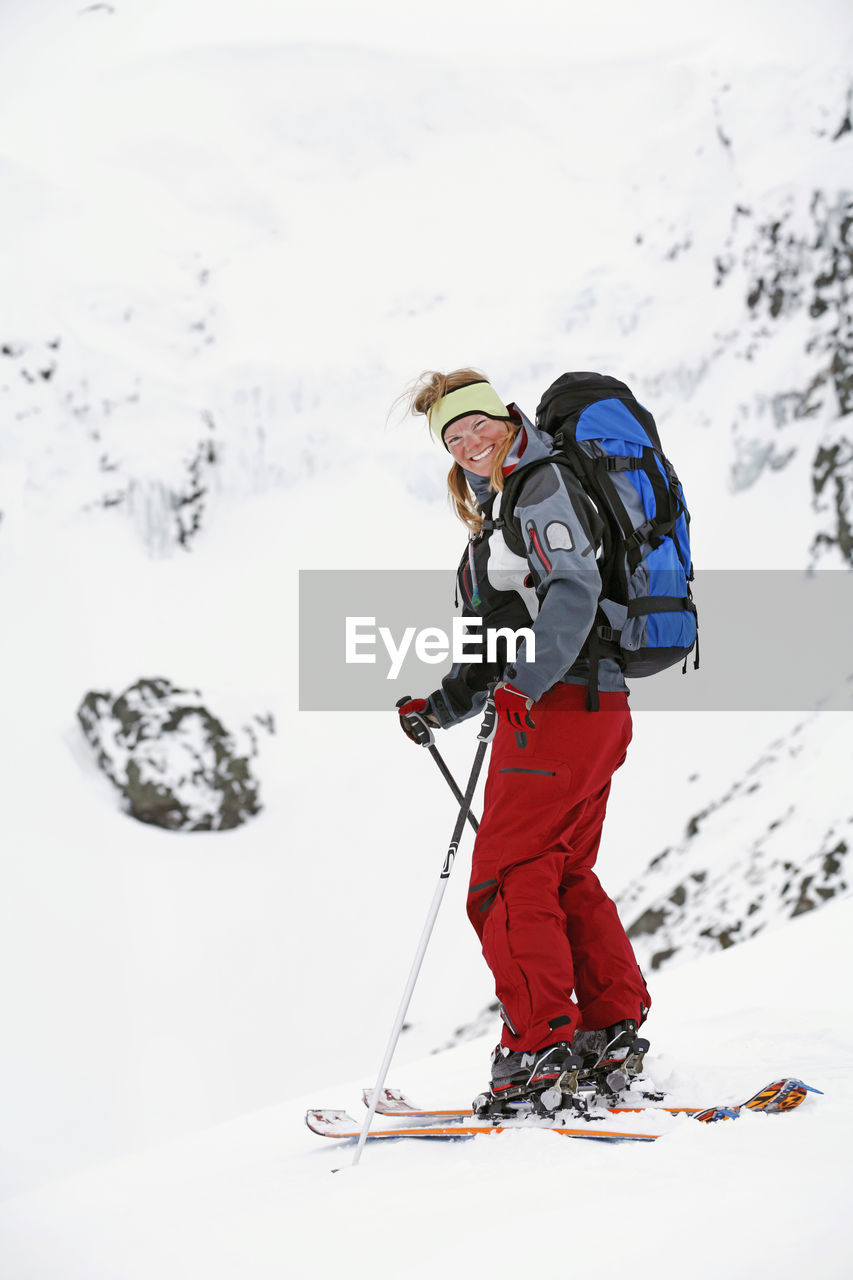 Portrait of female skier