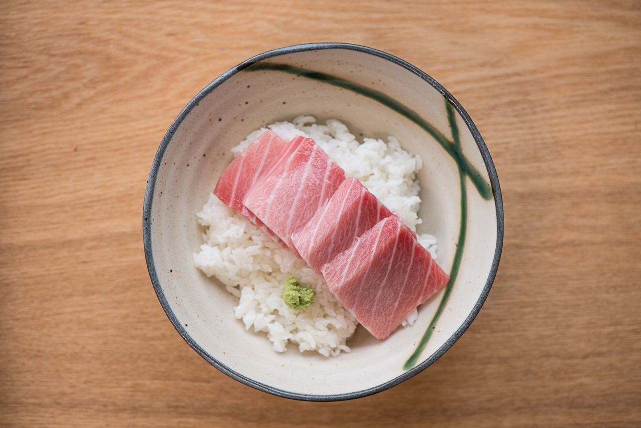 Directly above shot of food in bowl on table