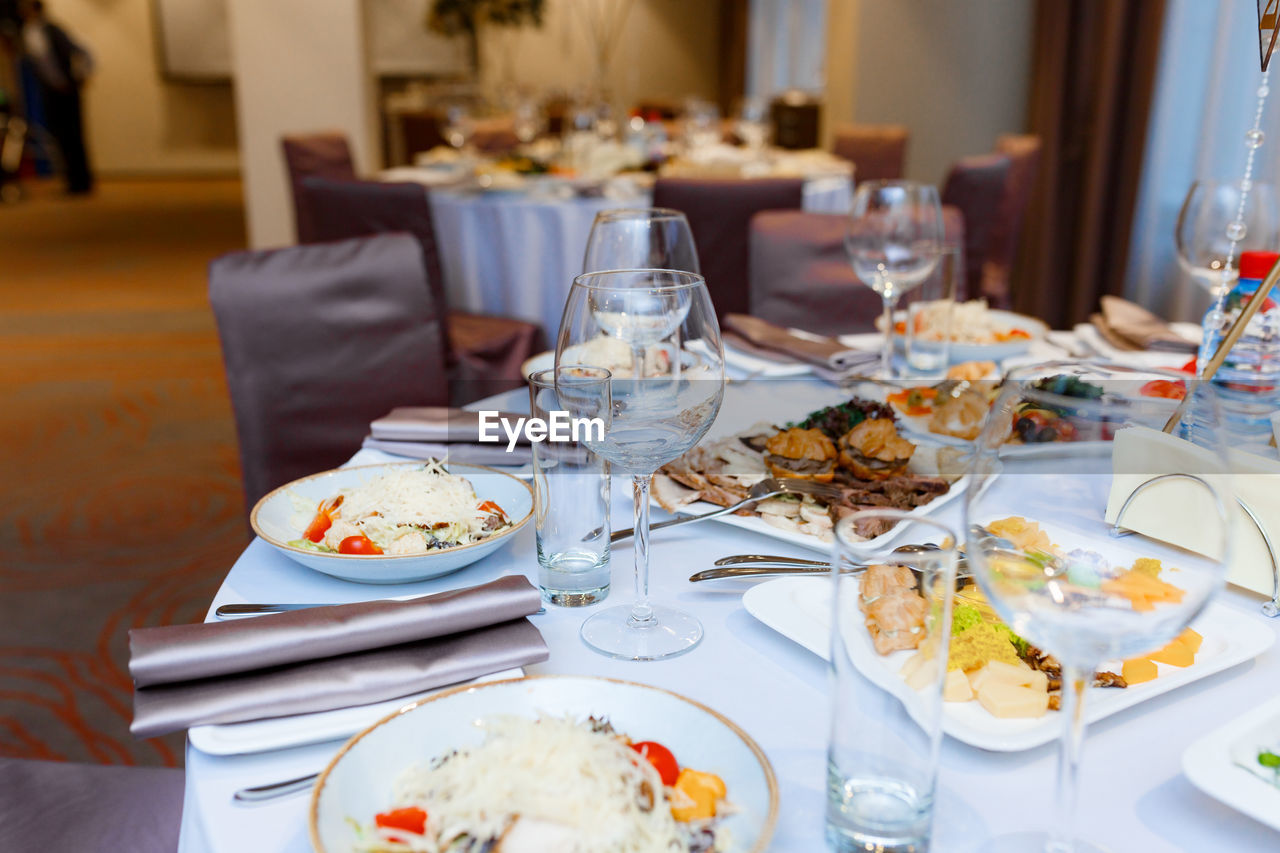 Food served on table in restaurant