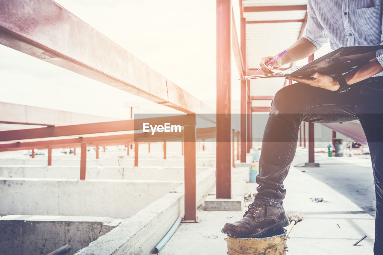 Project engineer, engineer and technician working on construction site