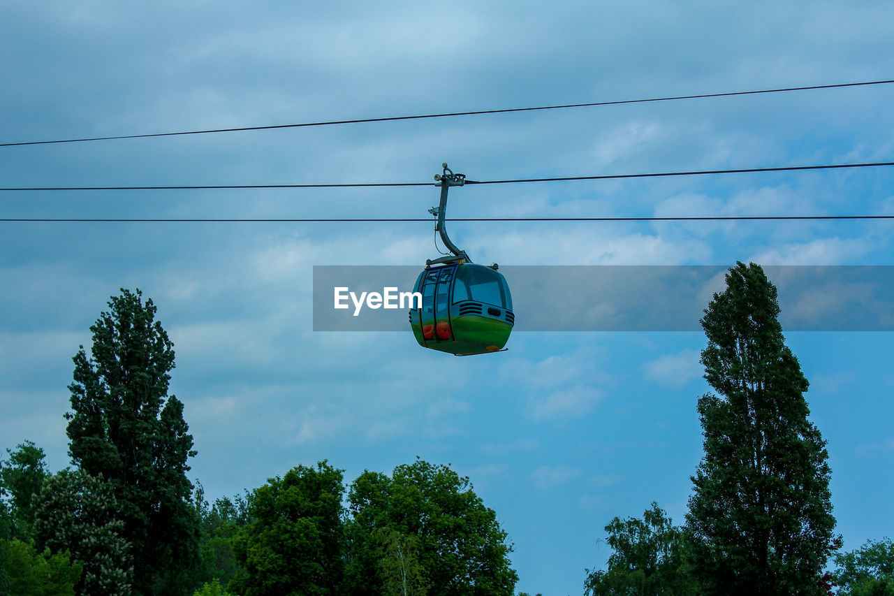 A gondola lift/ cable car in the air