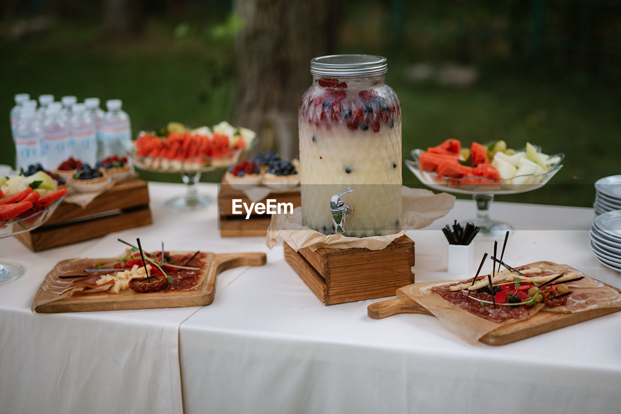 high angle view of food on table