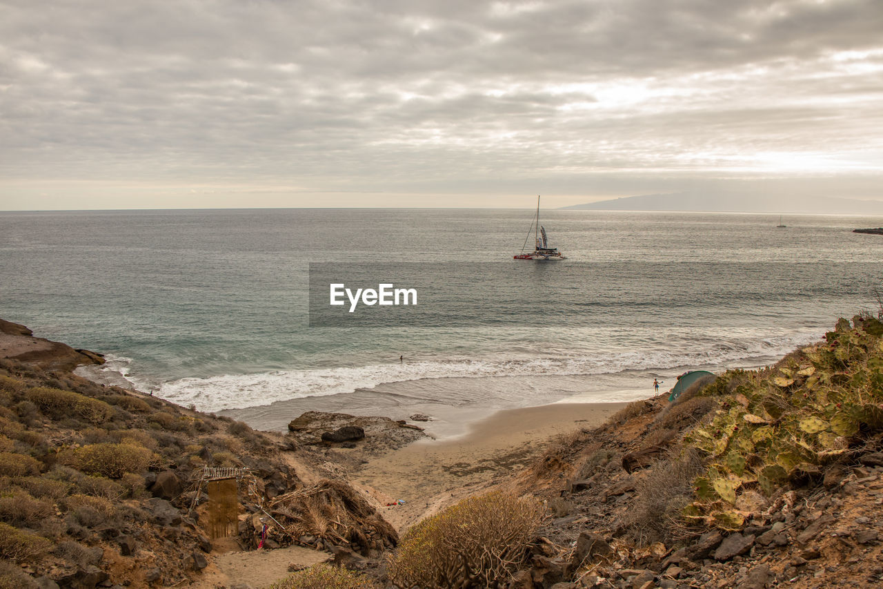 SCENIC VIEW OF SEA AGAINST CLOUDY SKY