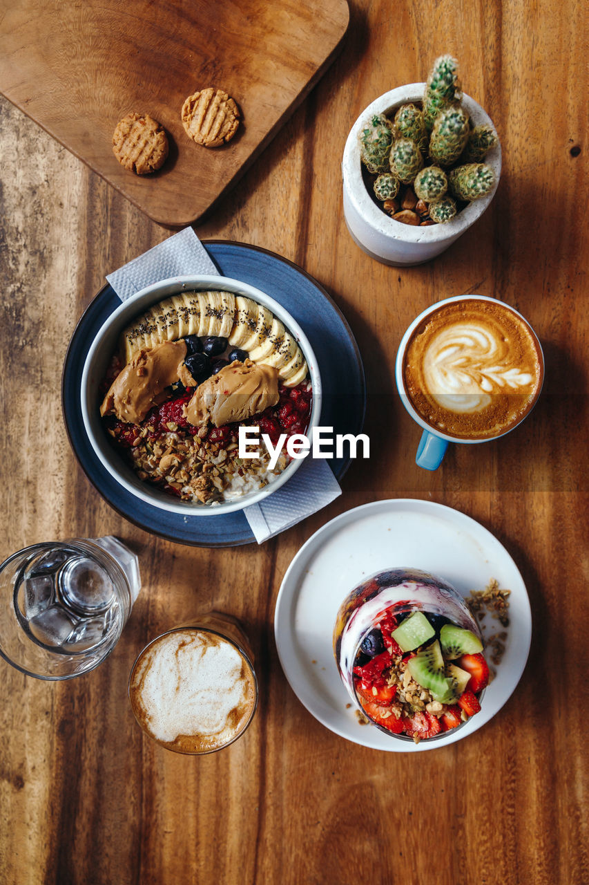 High angle view of food on table