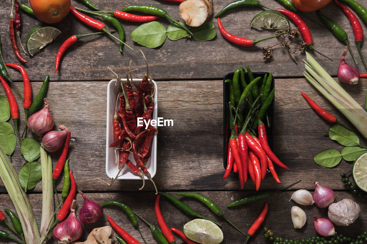 Directly above view of food on table