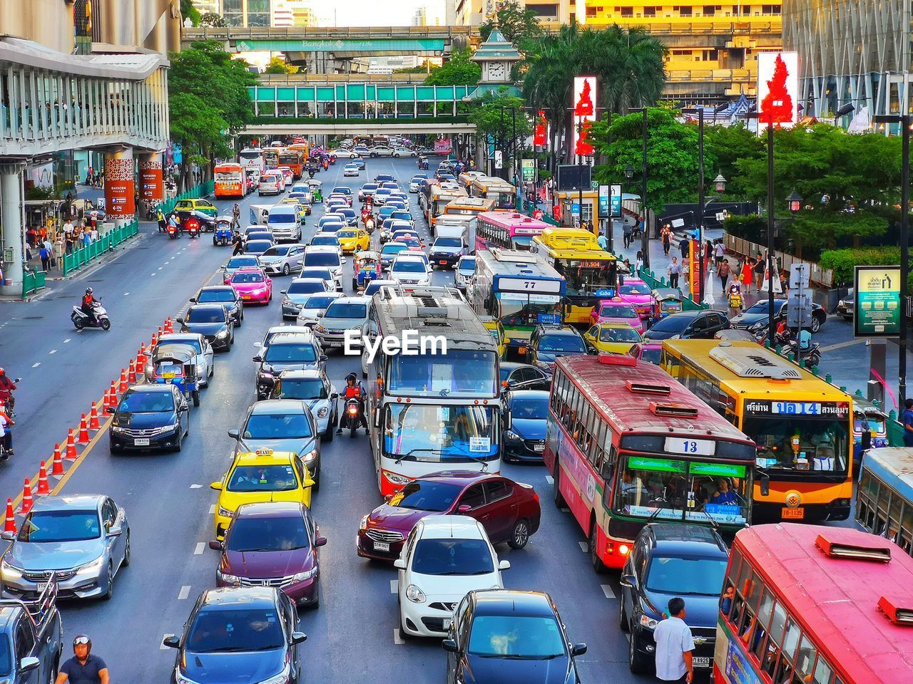 High angle view of traffic on city street