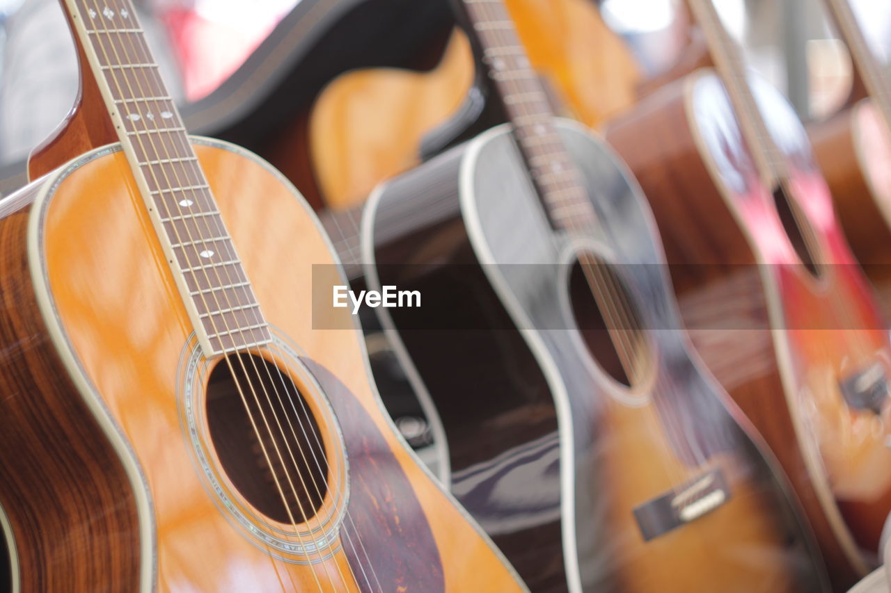 Close-up of guitars