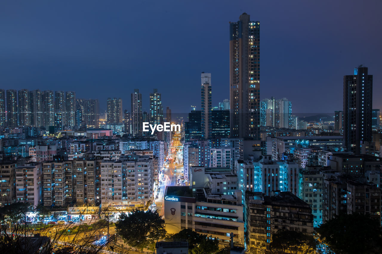 Illuminated cityscape at night