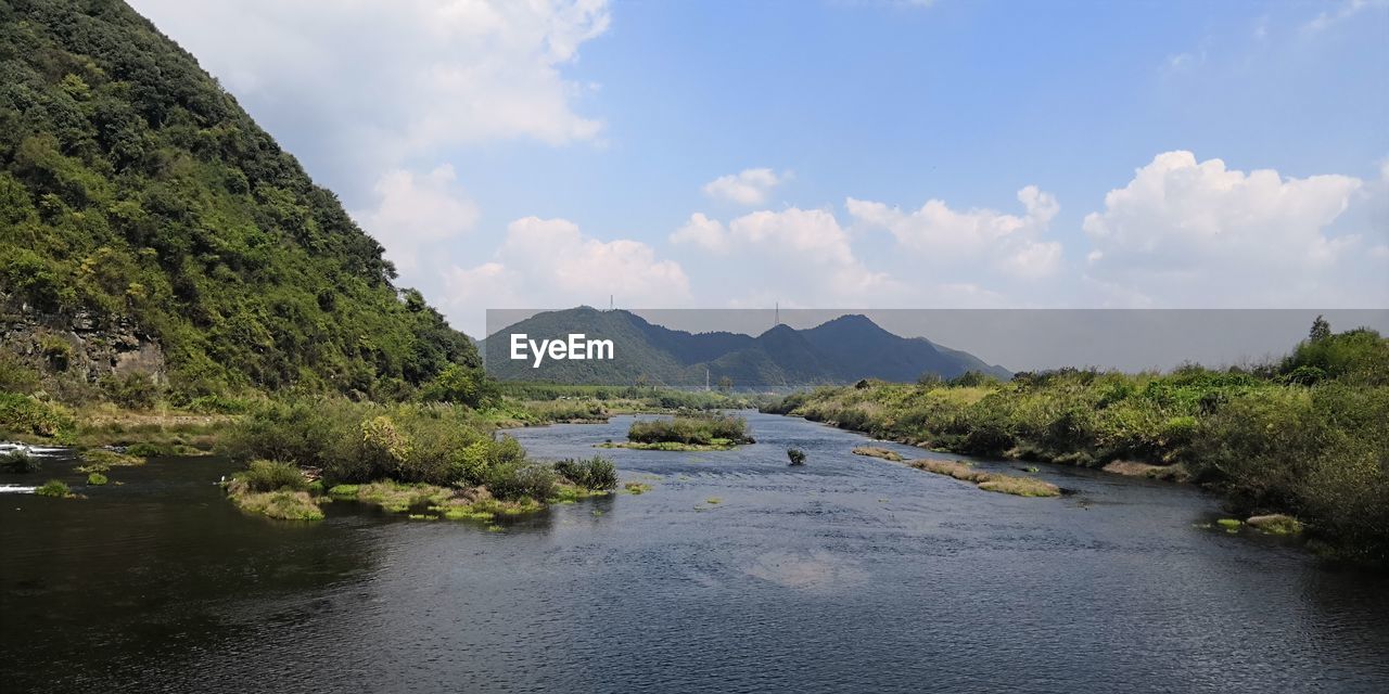 SCENIC VIEW OF LAKE AGAINST SKY