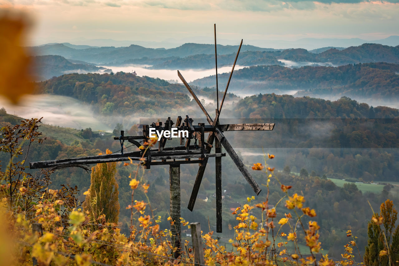 South styria vineyards landscape, tuscany of austria. sunrise in autumn. colorful 