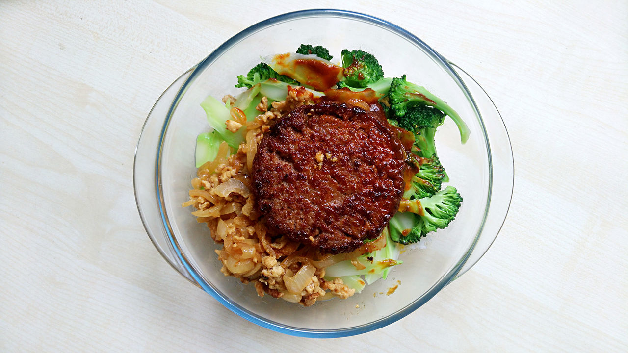 Close-up of served food in plate